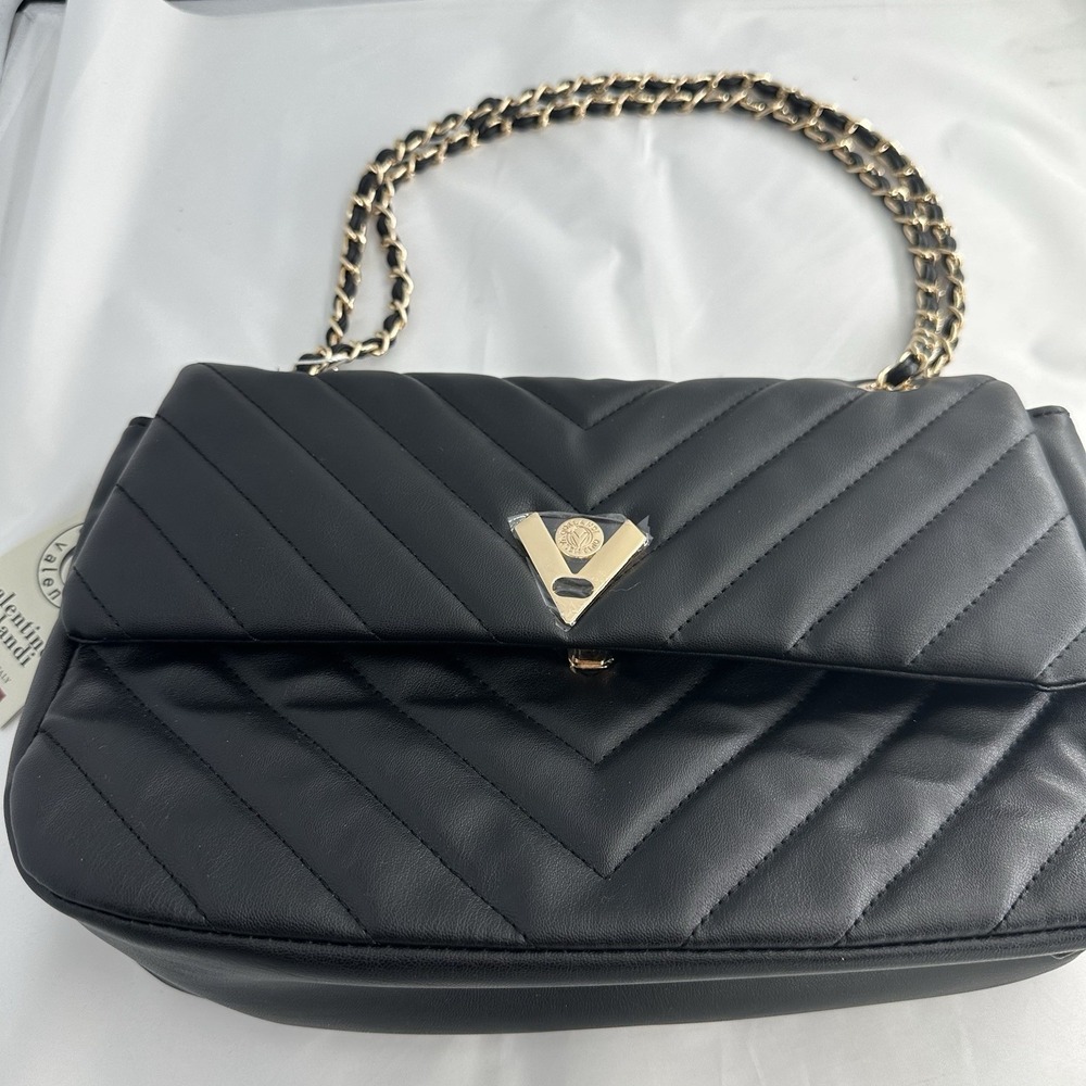 Valentino Orlandi Black Quilted Shoulder Hand Bag Purse Style V NEW